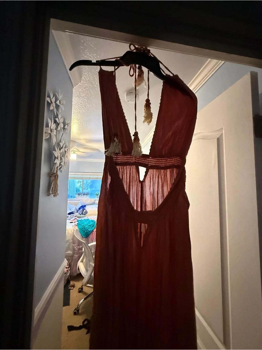 Sleeveless Deep V Maxi Dress in Terracotta - Picture 4 of 4